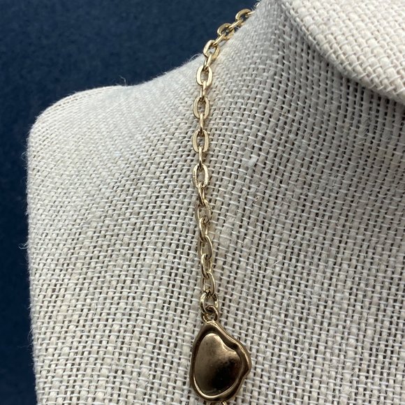 Organic Shaped Gold Necklace As Is Graduated Adjustable Chain Link Lobster Claw - Picture 2 of 11